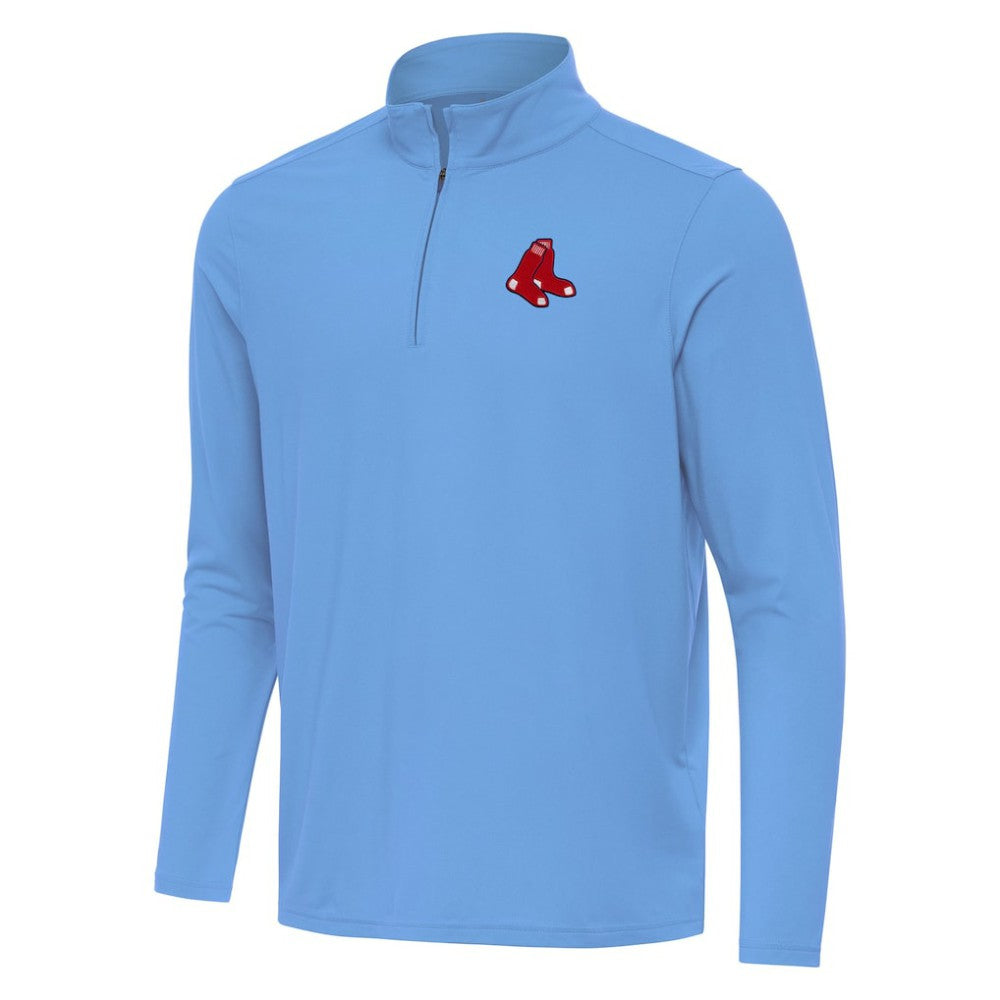 Boston Red Sox Antigua Intent Quarter-Zip Top - Powder Blue - MLB Lifestyle
