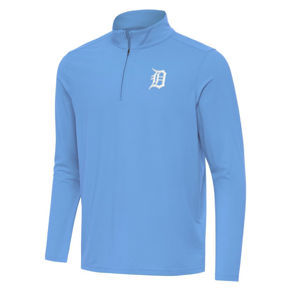 Detroit Tigers Antigua Intent Quarter-Zip Top - Powder Blue - MLB Lifestyle