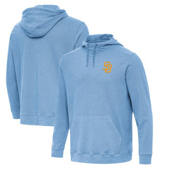 San Diego Padres Antigua Cloud Pullover Hoodie - Heather Powder Blue - MLB Lifestyle