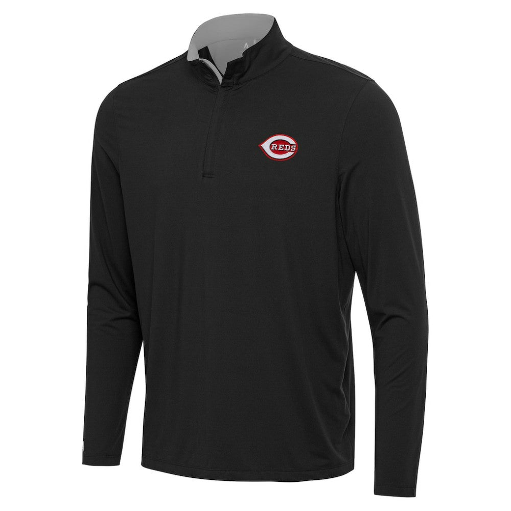 Cincinnati Reds Antigua Content Quarter-Zip Top - Black - MLB Lifestyle