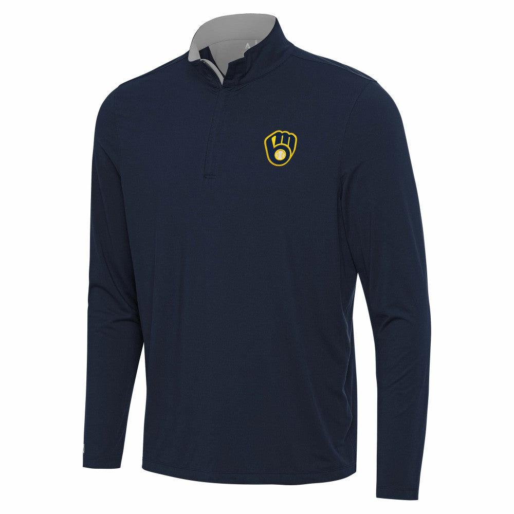 Milwaukee Brewers Antigua Content Quarter-Zip Top - Navy - MLB on Sale