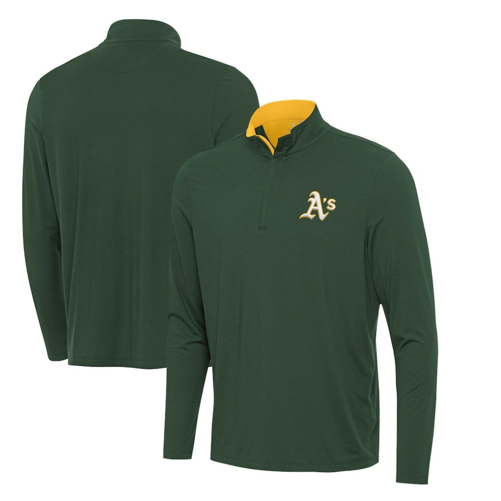 Athletics Antigua Content Quarter-Zip Top - Hunter Green - MLB Lifestyle