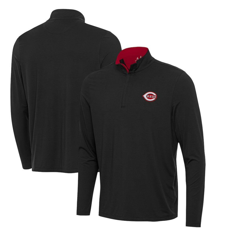 Cincinnati Reds Antigua Content Quarter-Zip Top - Black - MLB Sale