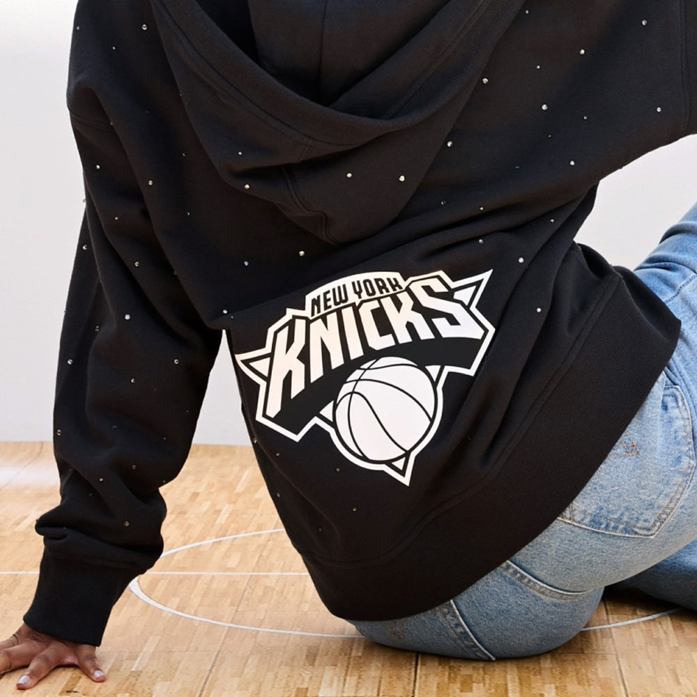 New York Knicks Terez Women's Oversized Allover Gemstone Full-Zip Hoodie Black