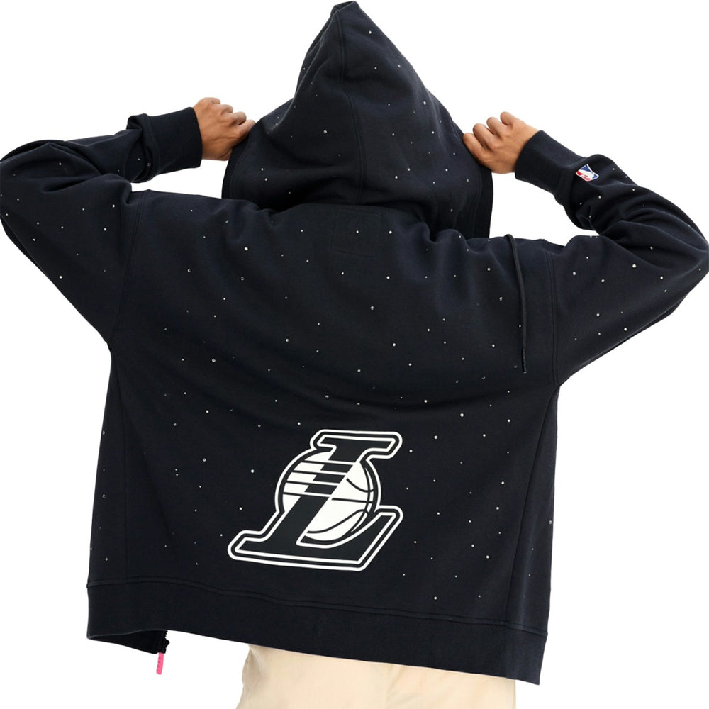 Los Angeles Lakers Terez Women's Oversized Allover Gemstone Full-Zip Hoodie Black
