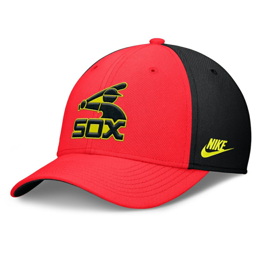 Chicago White Sox Nike Neon 90s Rise SwooshFlex Hat - Crimson/Black - Nike Lifestyle