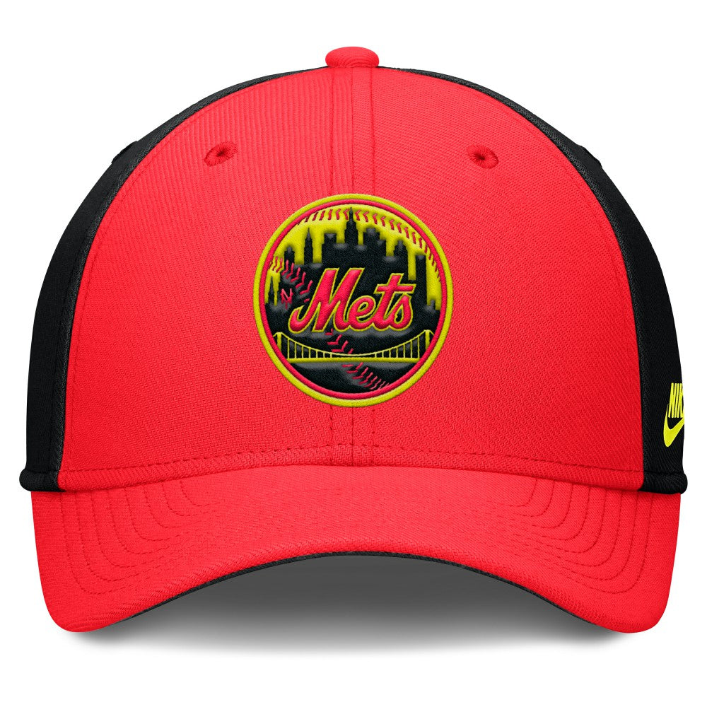 New York Mets Nike Neon 90s Rise SwooshFlex Hat - Crimson/Black - Nike Online