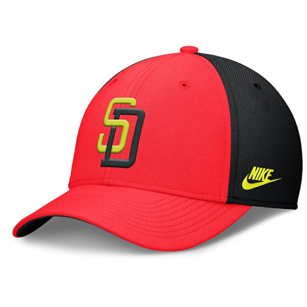 San Diego Padres Nike Neon 90s Rise SwooshFlex Hat - Crimson/Black - Nike on Sale
