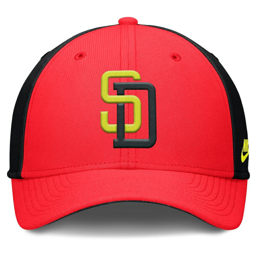 San Diego Padres Nike Neon 90s Rise SwooshFlex Hat - Crimson/Black - Nike on Sale