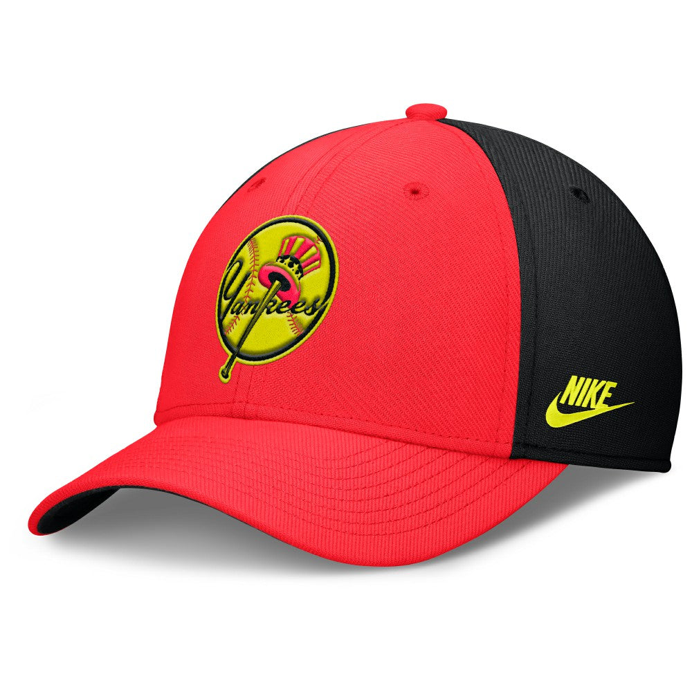New York Yankees Nike Neon 90s Rise SwooshFlex Hat - Crimson/Black - Nike on Sale