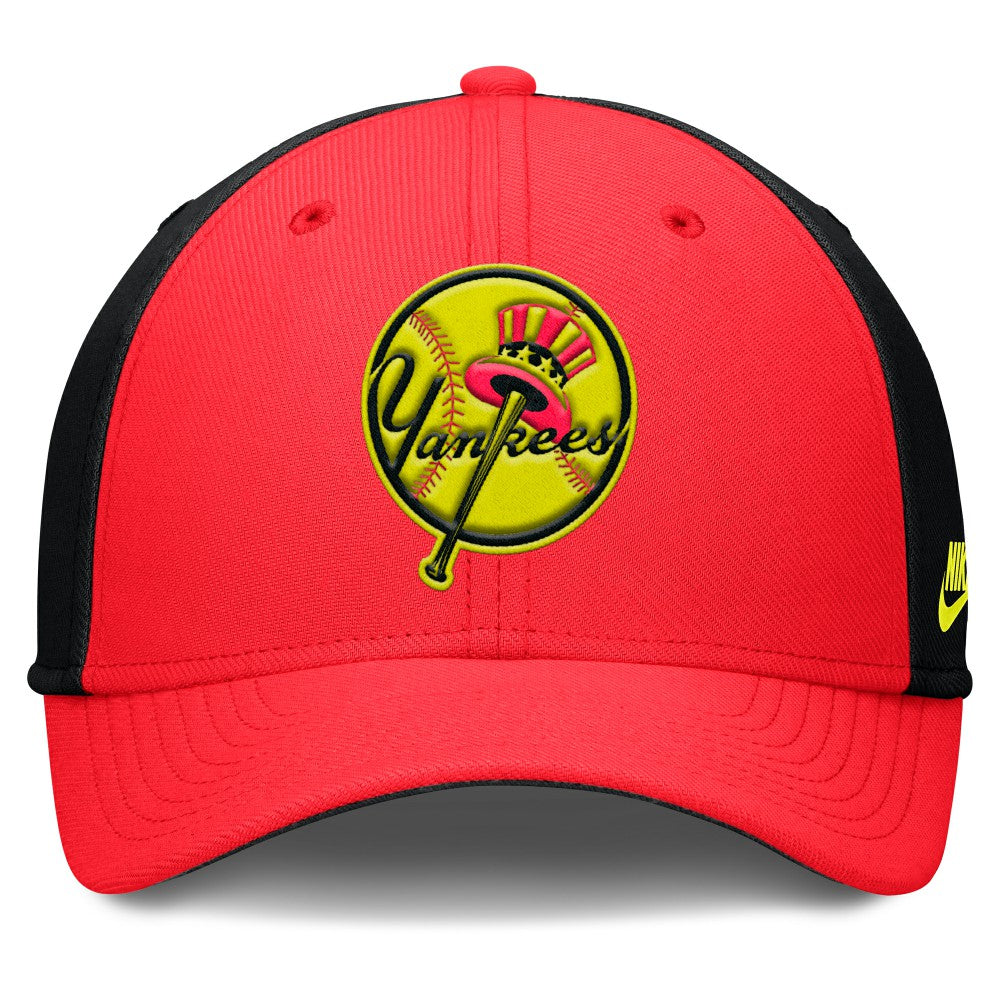 New York Yankees Nike Neon 90s Rise SwooshFlex Hat - Crimson/Black - Nike on Sale