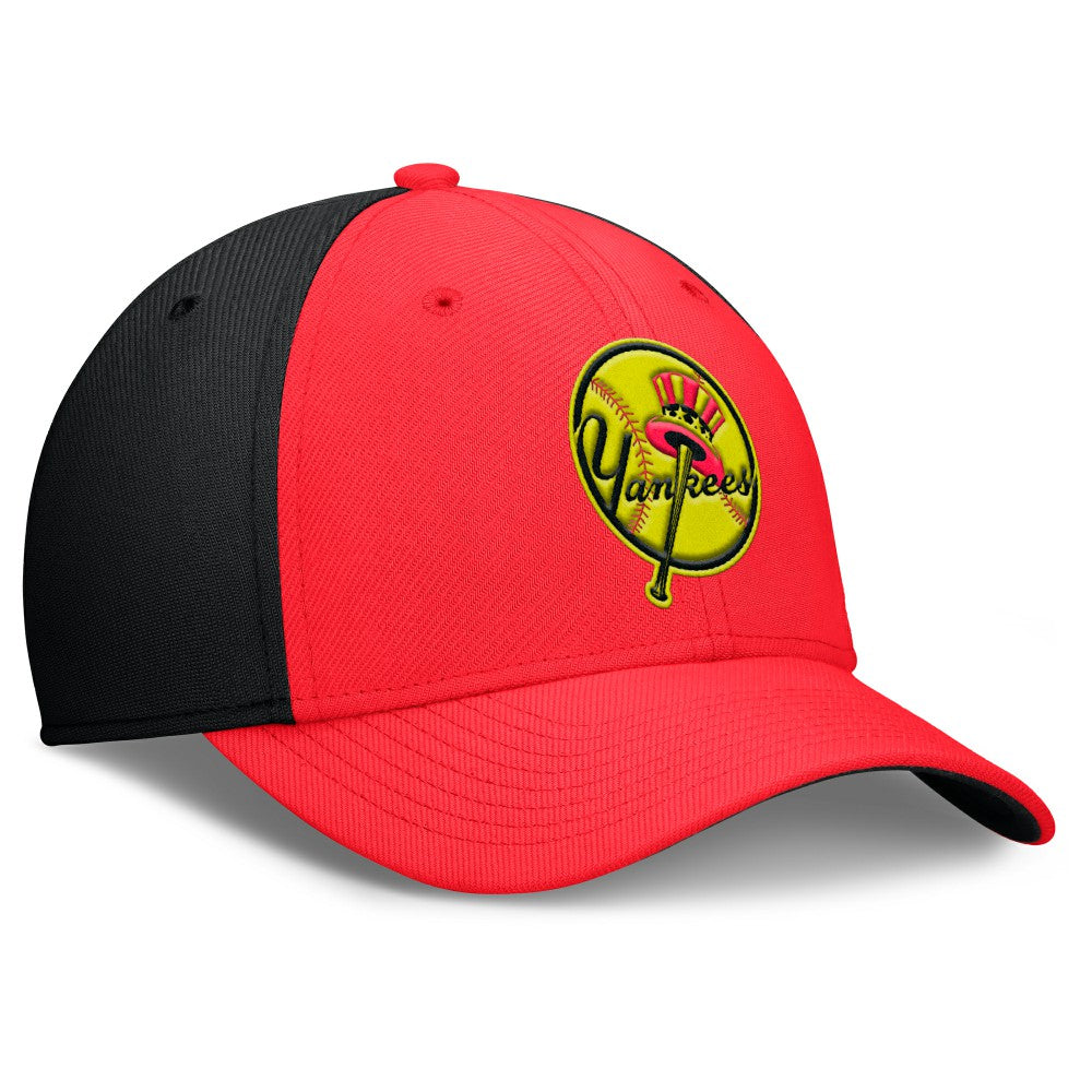 New York Yankees Nike Neon 90s Rise SwooshFlex Hat - Crimson/Black - Nike on Sale
