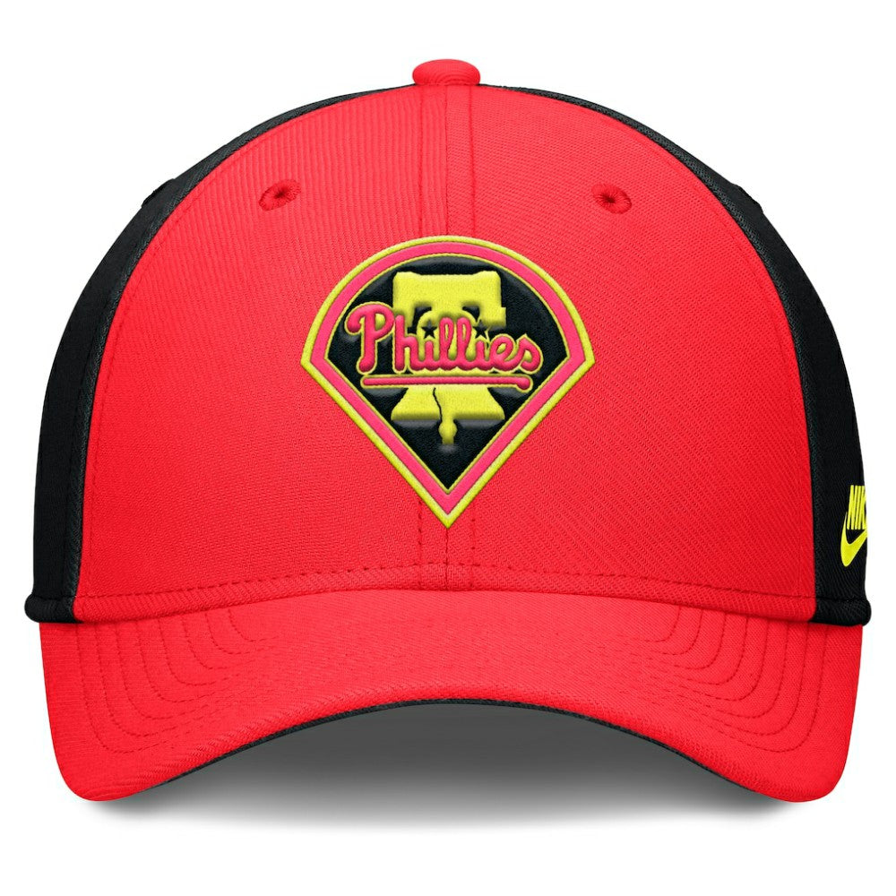 Philadelphia Phillies Nike Neon 90s Rise SwooshFlex Hat - Crimson/Black - Nike Lifestyle