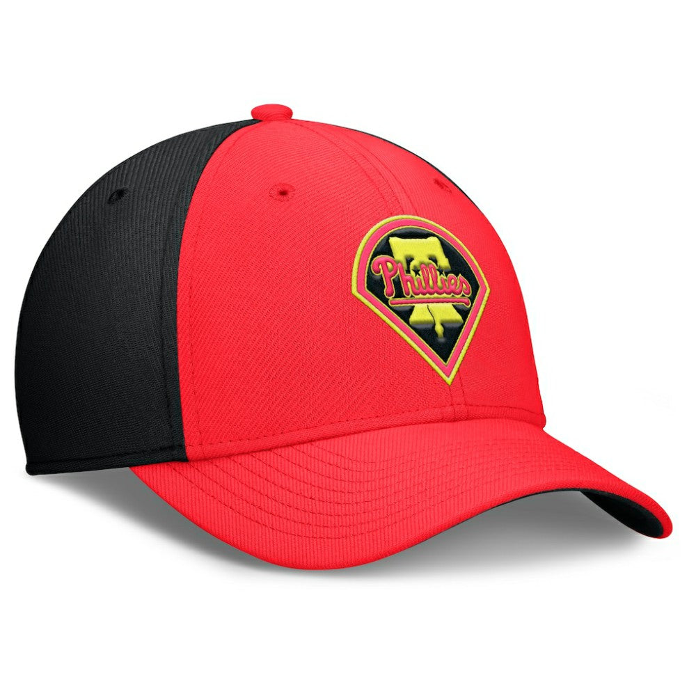 Philadelphia Phillies Nike Neon 90s Rise SwooshFlex Hat - Crimson/Black - Nike Lifestyle