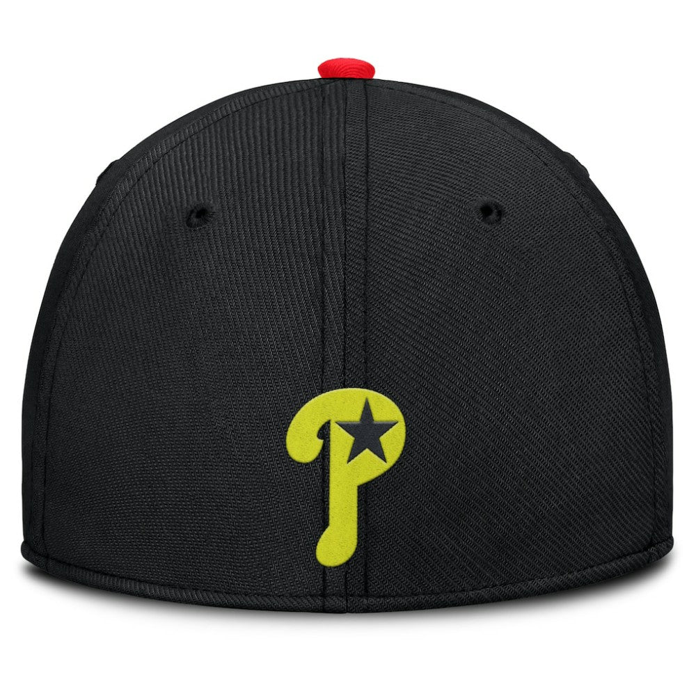 Philadelphia Phillies Nike Neon 90s Rise SwooshFlex Hat - Crimson/Black - Nike Lifestyle