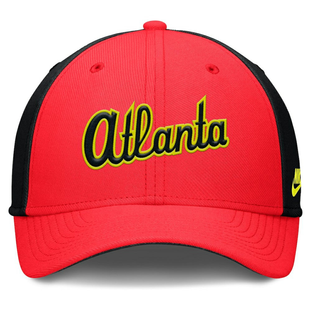 Atlanta Braves Nike Neon 90s Rise SwooshFlex Hat - Crimson/Black - Nike Lifestyle