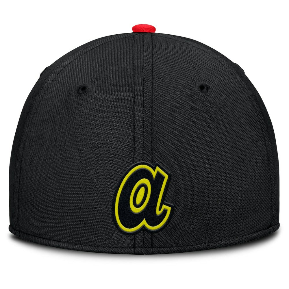 Atlanta Braves Nike Neon 90s Rise SwooshFlex Hat - Crimson/Black - Nike Lifestyle