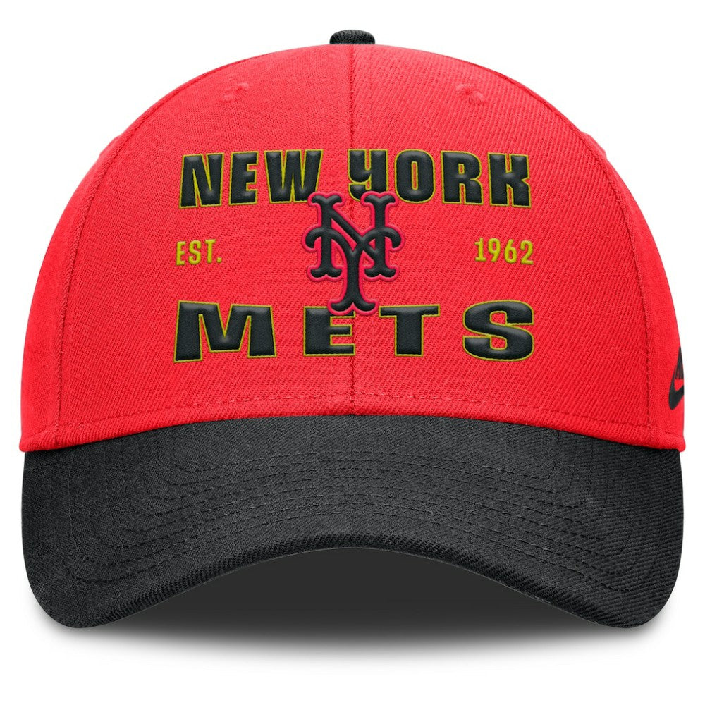New York Mets Nike Neon 90s Rise Adjustable Hat - Crimson/Black - Nike Discount