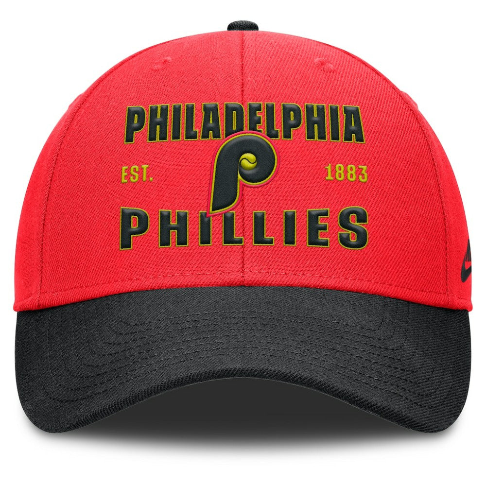 Philadelphia Phillies Nike Neon 90s Rise Adjustable Hat - Crimson/Black - Nike on Sale