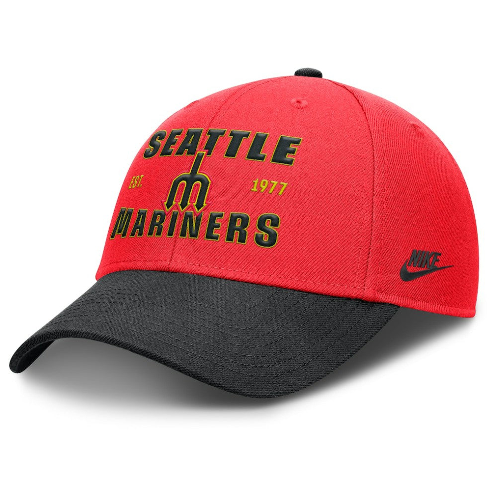 Seattle Mariners Nike Neon 90s Rise Adjustable Hat - Crimson/Black - Nike Discount