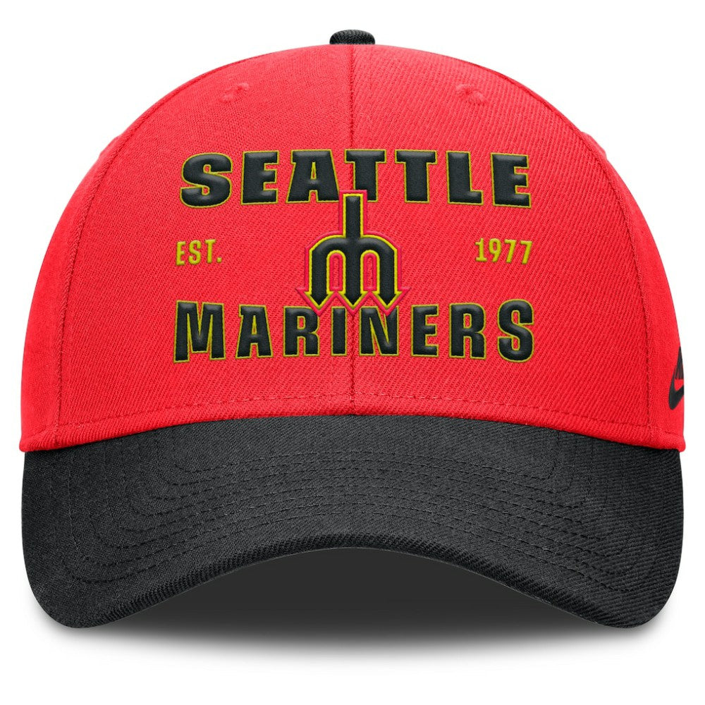 Seattle Mariners Nike Neon 90s Rise Adjustable Hat - Crimson/Black - Nike Discount