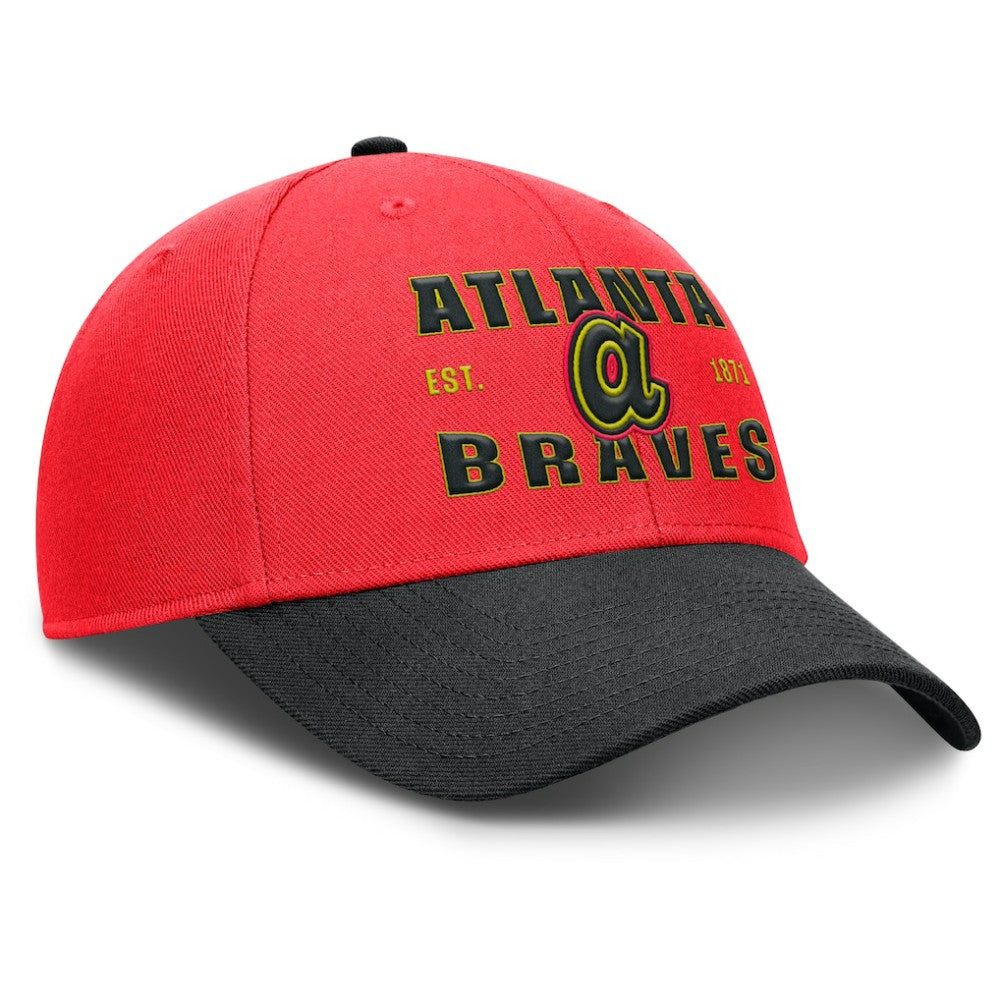 Atlanta Braves Nike Neon 90s Rise Adjustable Hat - Crimson/Black - Nike Discount