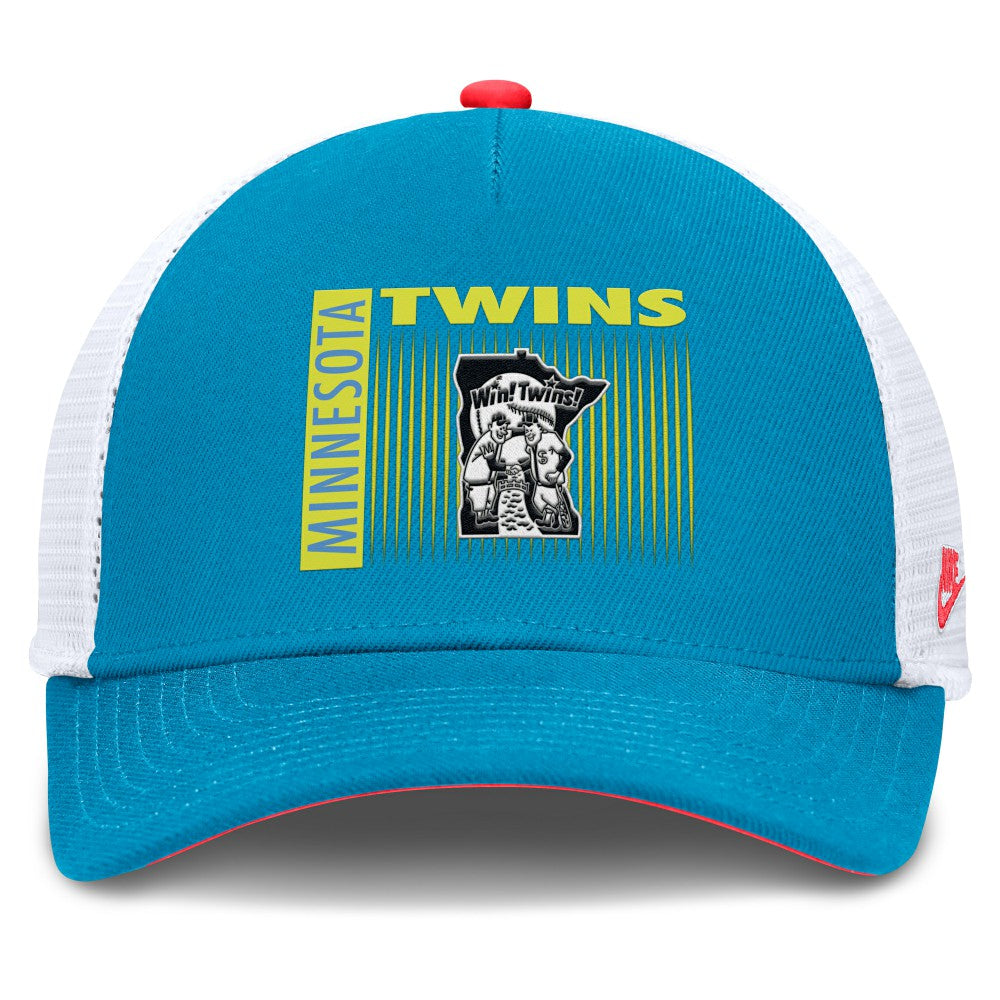 Minnesota Twins Nike Neon 90s Rise Structured Performance Adjustable Trucker Hat - Teal - Nike Lifestyle