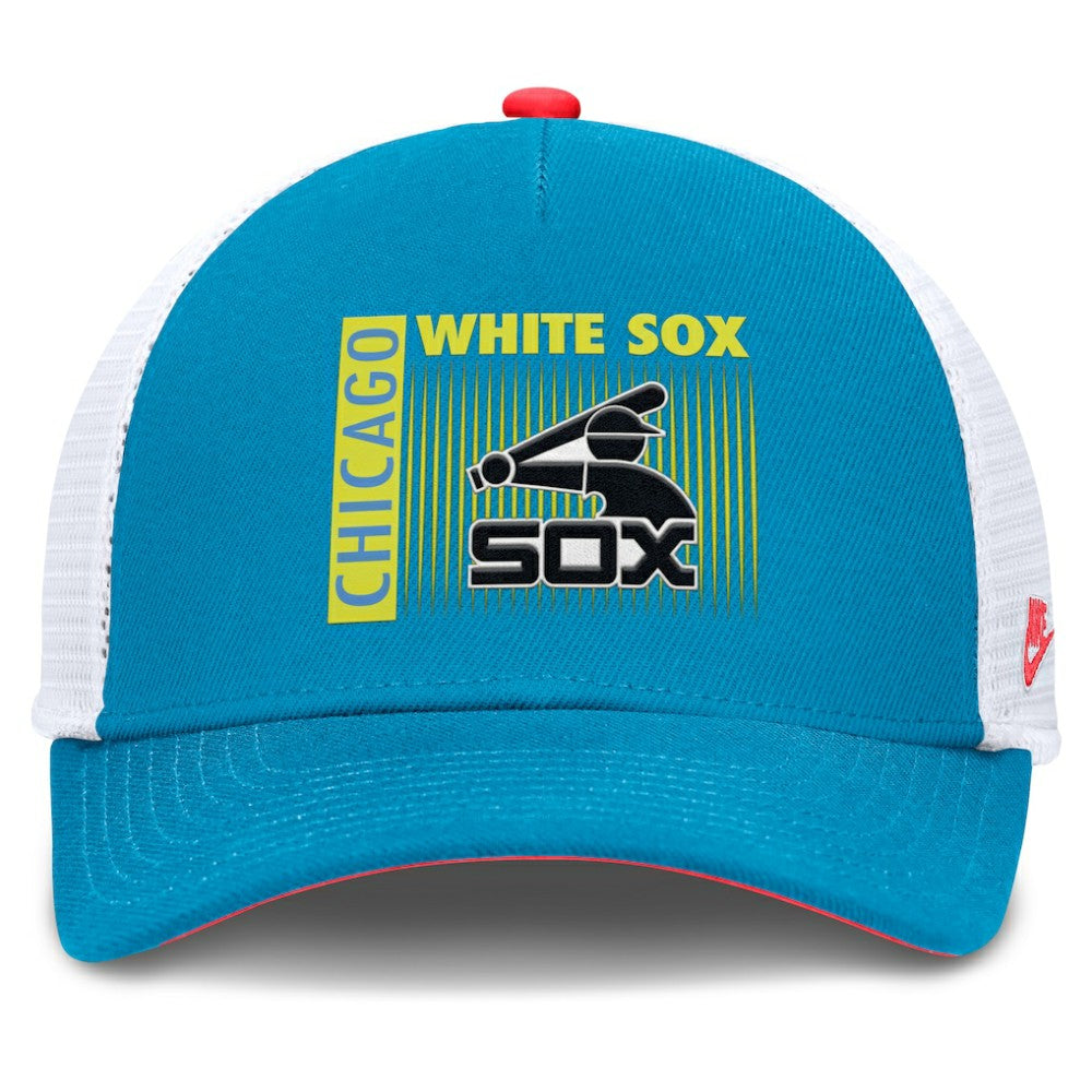 Chicago White Sox Nike Neon 90s Rise Structured Performance Adjustable Trucker Hat - Teal - Nike on Sale