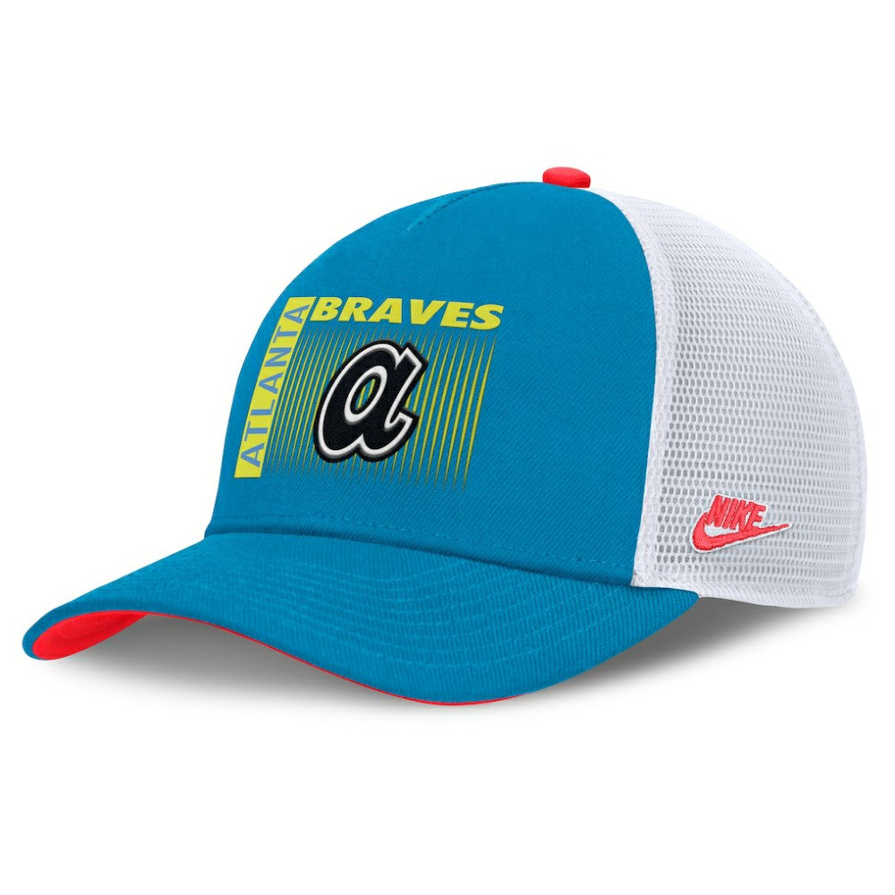 Atlanta Braves Nike Neon 90s Rise Structured Performance Adjustable Trucker Hat - Teal - Nike Sale