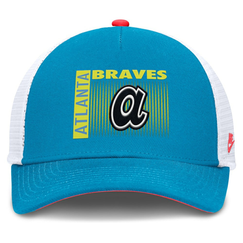 Atlanta Braves Nike Neon 90s Rise Structured Performance Adjustable Trucker Hat - Teal - Nike Sale