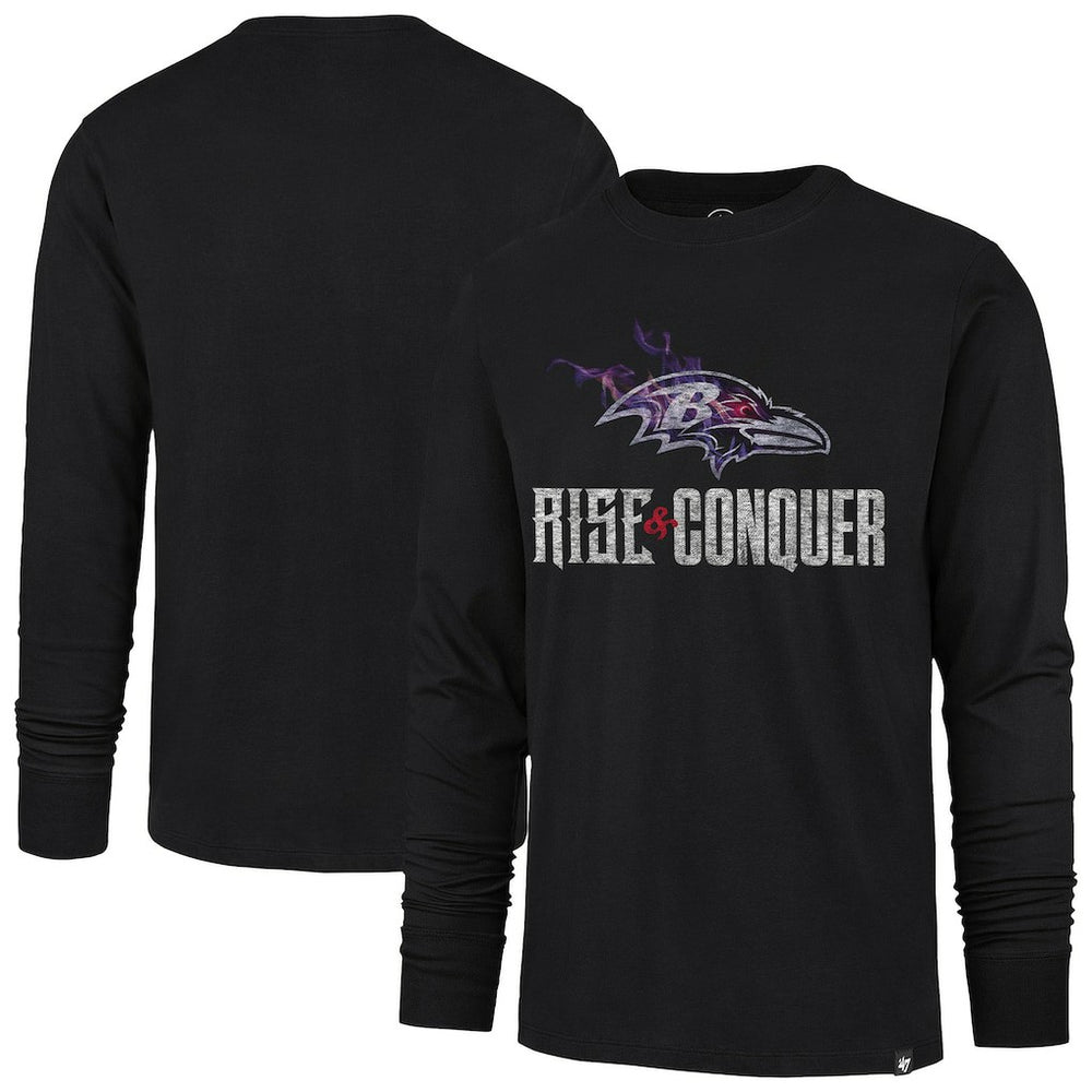 47 brand Baltimore Ravens '47 Rise and Conquer Franklin Long Sleeve T-Shirt Black