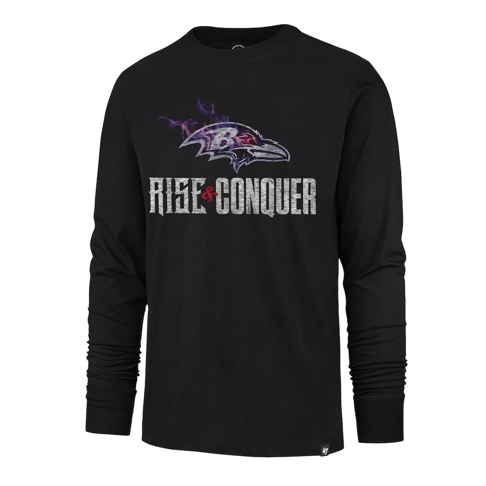 47 brand Baltimore Ravens '47 Rise and Conquer Franklin Long Sleeve T-Shirt Black