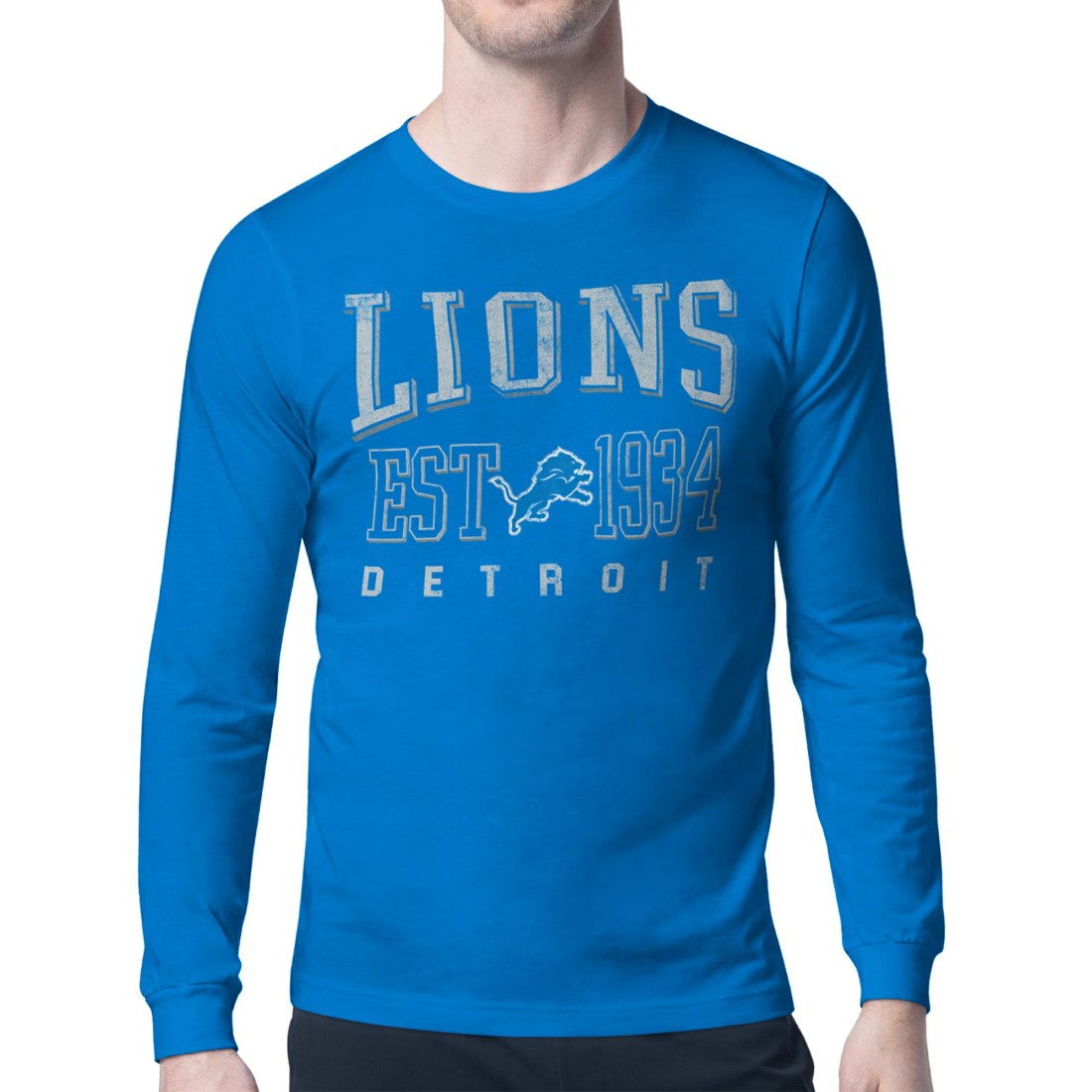Detroit Lions Starter Retro Team Logo Long Sleeve T-Shirt Blue