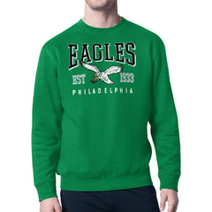 Philadelphia Eagles Starter Team Retro Logo Fleece Tri-Blend Pullover Sweatshirt Kelly Green