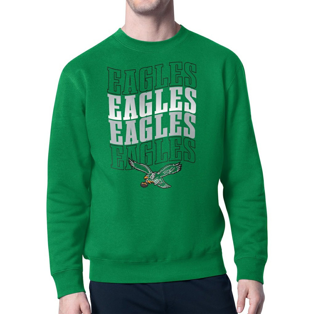 Philadelphia Eagles Starter Team Retro Logo Fleece Tri-Blend Pullover Sweatshirt Kelly Green