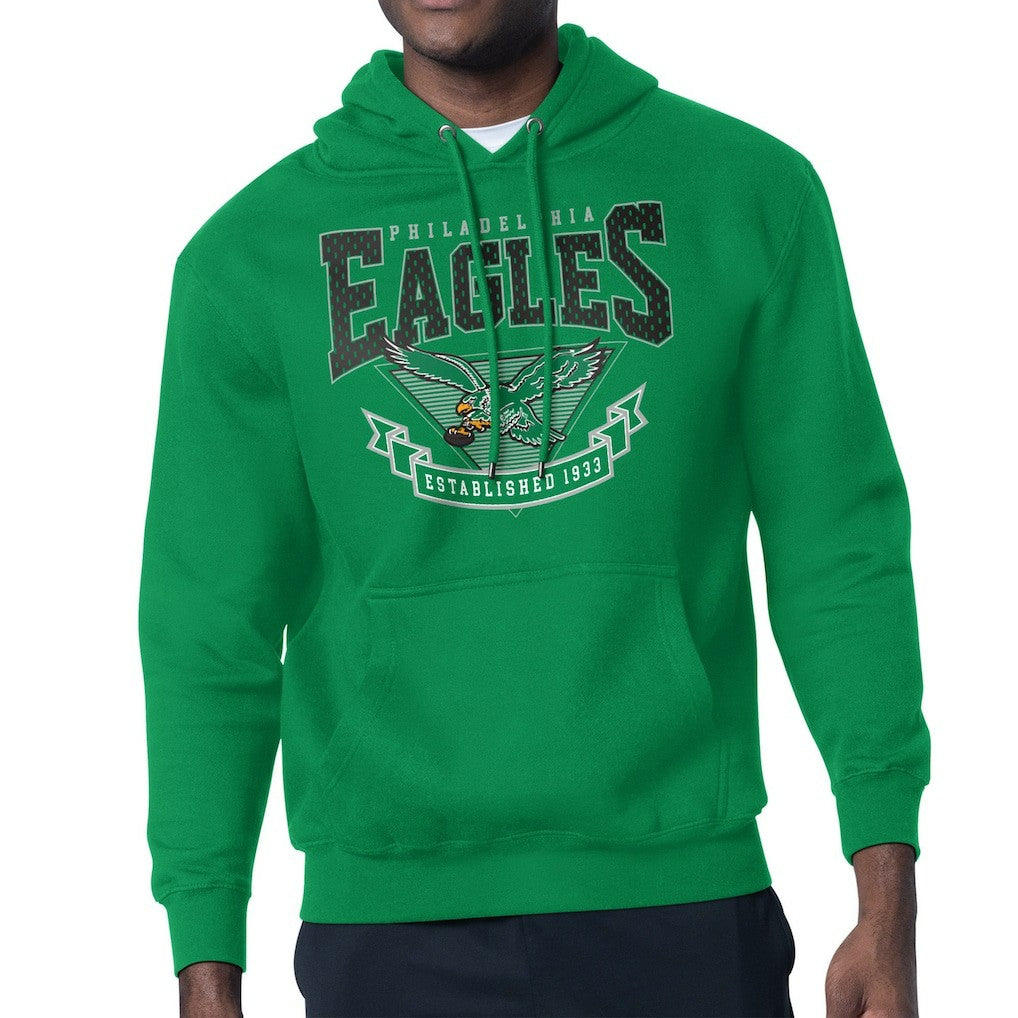 Philadelphia Eagles Starter Team Retro Logo Fleece Tri-Blend Pullover Hoodie Kelly Green