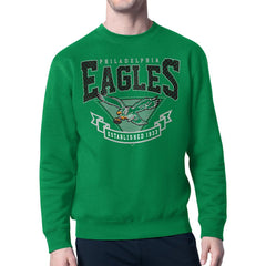Philadelphia Eagles Starter Team Retro Logo Fleece Tri-Blend Pullover Hoodie Kelly Green