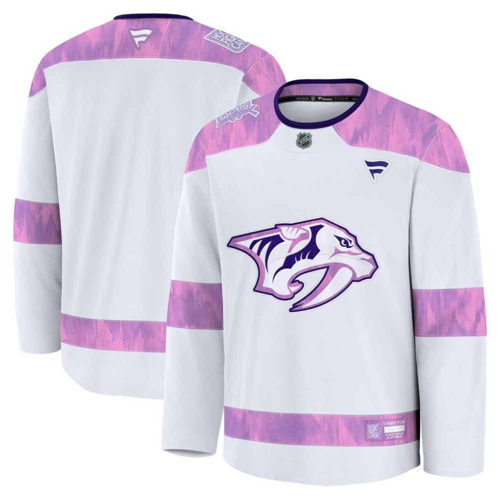Nashville Predators Fanatics 2024 Hockey Fights Cancer Practice Jersey - White - NHL 202439773
