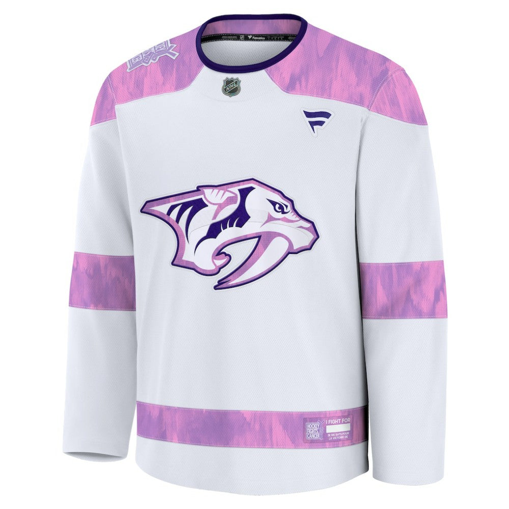 Nashville Predators Fanatics 2024 Hockey Fights Cancer Practice Jersey - White - NHL 202439773