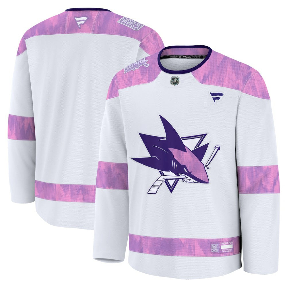 San Jose Sharks Fanatics 2024 Hockey Fights Cancer Practice Jersey - White - NHL 202439797