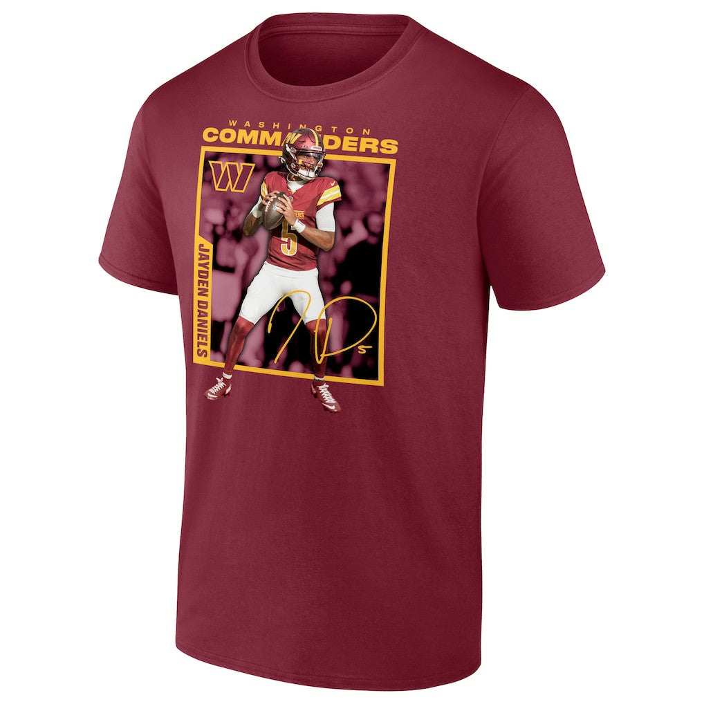 Jayden Daniels Washington Commanders Player Frame T-Shirt Burgundy