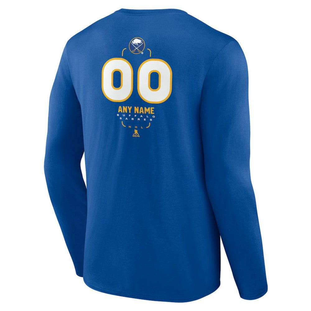 Buffalo Sabres Personalized Name & Number Midfielder Long Sleeve T-Shirt - Royal - NHL 202441137