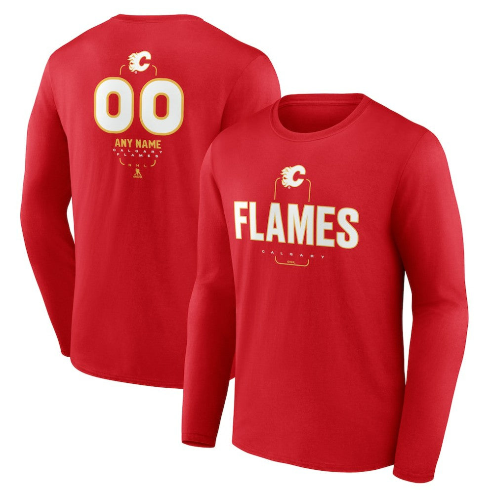 Calgary Flames Personalized Name & Number Midfielder Long Sleeve T-Shirt - Red - NHL 202441142