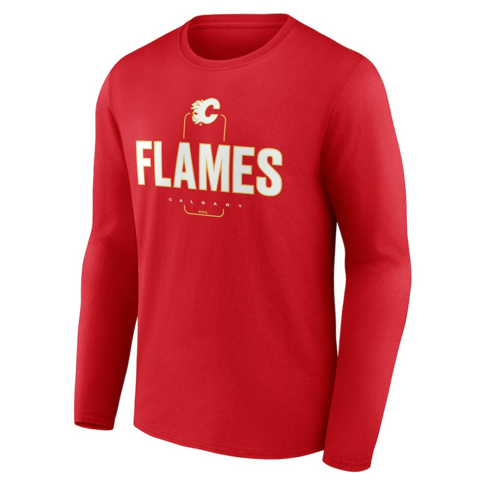 Calgary Flames Personalized Name & Number Midfielder Long Sleeve T-Shirt - Red - NHL 202441142