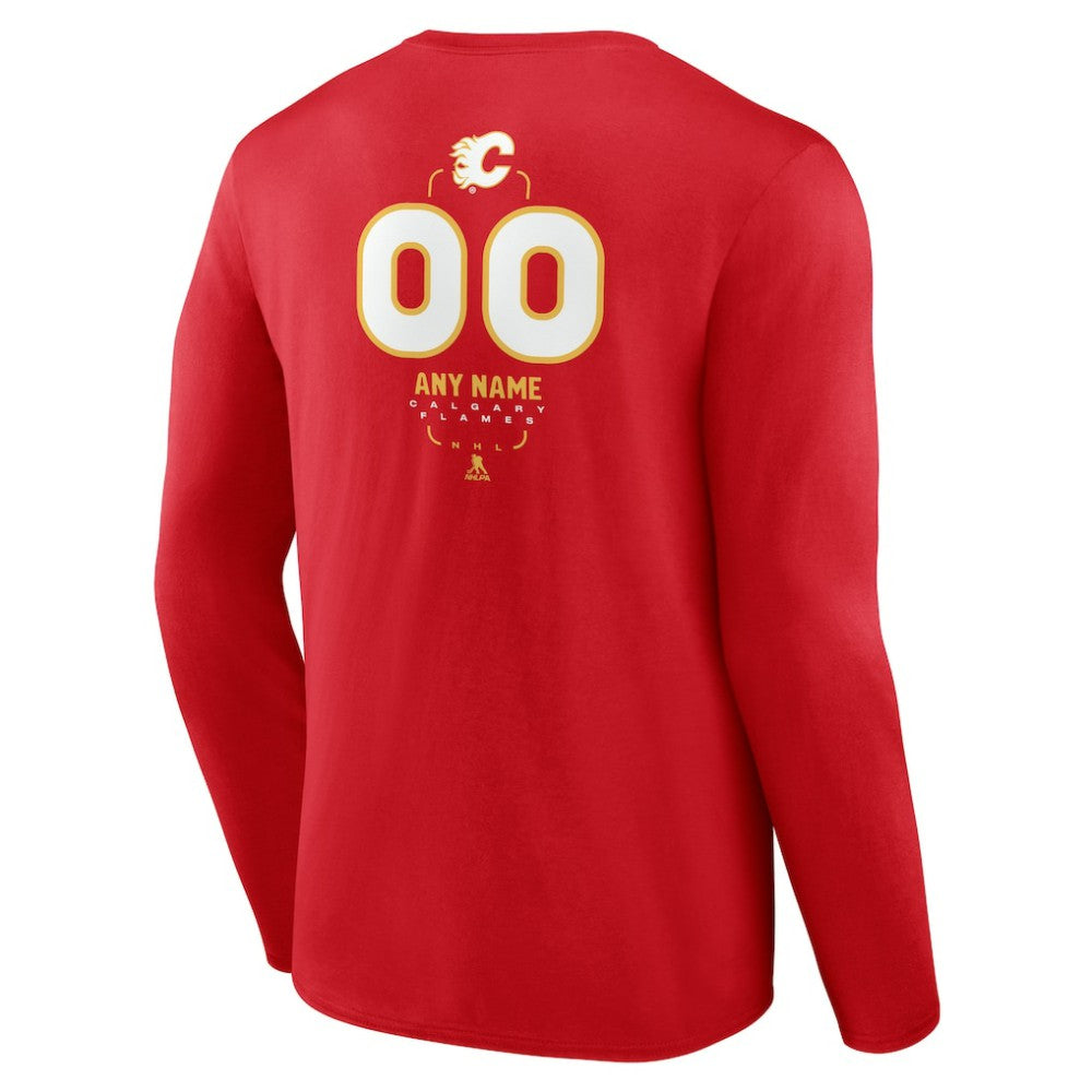 Calgary Flames Personalized Name & Number Midfielder Long Sleeve T-Shirt - Red - NHL 202441142