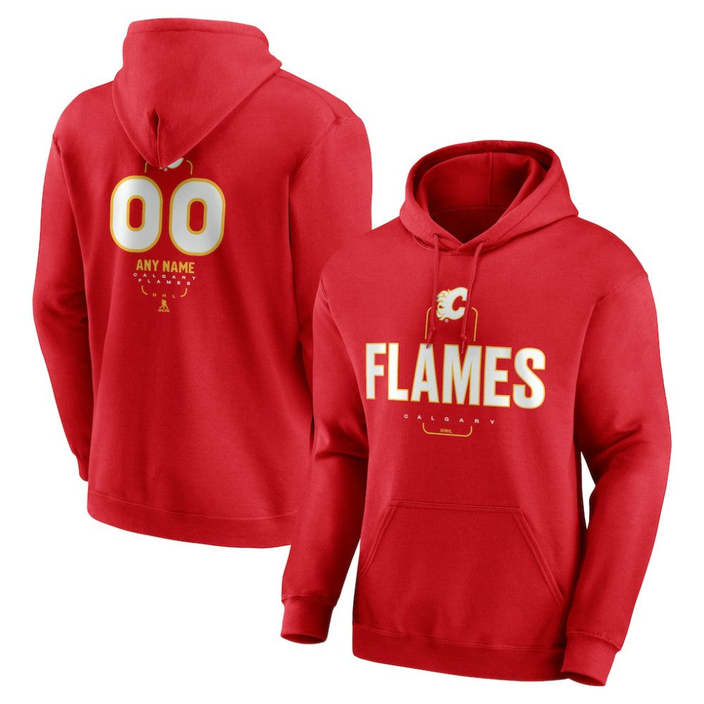 Calgary Flames Personalized Name & Number Midfielder Pullover Hoodie - Red - NHL 202441143