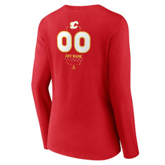 Calgary Flames Women's Personalized Name & Number Midfielder Long Sleeve V-Neck T-Shirt - Red - NHL 202441145