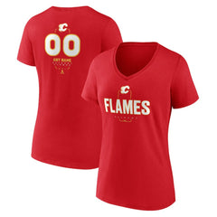 Calgary Flames Women's Personalized Name & Number Midfielder V-Neck T-Shirt - Red - NHL 202441146