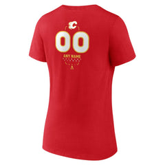 Calgary Flames Women's Personalized Name & Number Midfielder V-Neck T-Shirt - Red - NHL 202441146