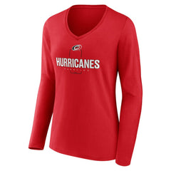 Carolina Hurricanes Women's Personalized Name & Number Midfielder Long Sleeve V-Neck T-Shirt - Red - NHL 202441150